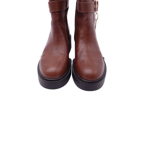 NWOB Coach Lacey Buckled Lug Sole Engineer Boots Sz 7B Brown Leather CB995 - Picture 4 of 14